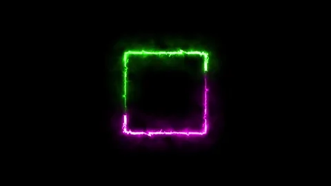 Abstract glowing neon square frame icon animation.glowing neon light and lo.. Stock Footage 332582402