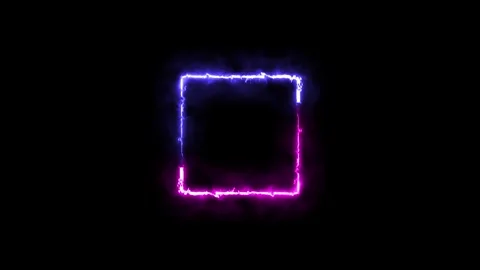 Abstract glowing neon square frame icon animation.glowing neon light and lo.. Video stock 332582404