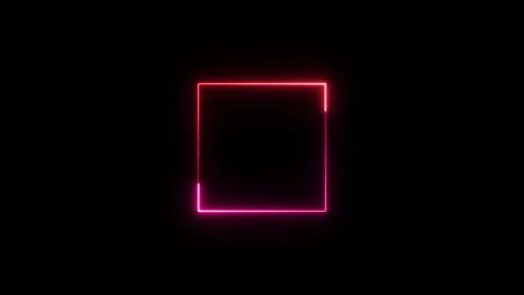 Abstract glowing neon square frame icon animation.glowing neon light and lo.. Video stock 332582405