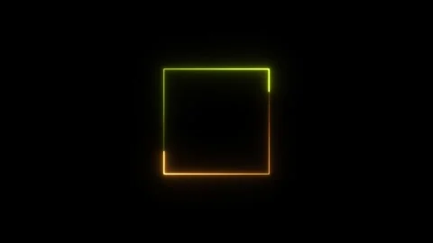 Abstract glowing neon square frame icon animation.glowing neon light and lo.. Stock Footage 332582411