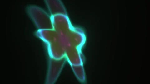 Abstract Glowing Neon Star Shape Pulsing and Morphing in Dark Space. Stock Footage 340516803