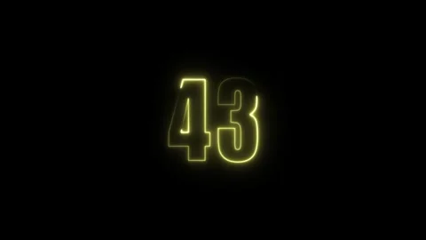 Abstract glowing neon text 43 number countdown icon. Glowing sign on black .. Stock Footage 311135653