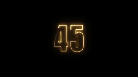 Abstract glowing neon text 45 number countdown icon. Glowing sign on black .. Stock Footage 311135661