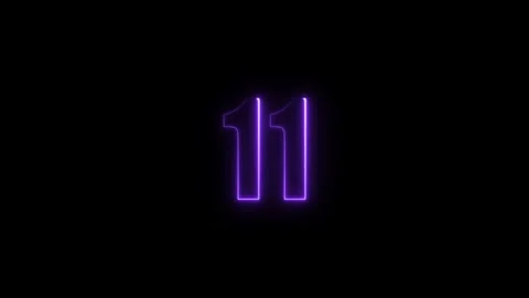 Abstract glowing neon text number countdown icon. Glowing sign on black bac.. Video stock 310967550