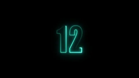 Abstract glowing neon text number countdown icon. Glowing sign on black bac.. Stock Footage 310967566
