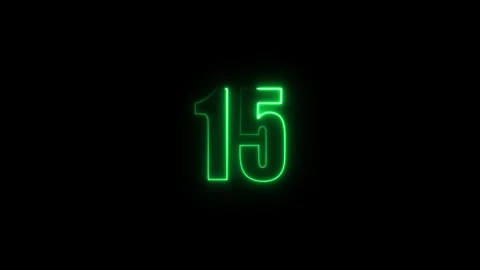 Abstract glowing neon text number countdown icon. Glowing sign on black bac.. Video stock 310967586