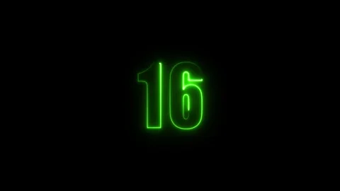 Abstract glowing neon text number countdown icon. Glowing sign on black bac.. Stock Footage 310967595
