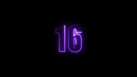 Abstract glowing neon text number countdown icon. Glowing sign on black bac.. Stock Footage 310967596