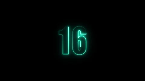 Abstract glowing neon text number countdown icon. Glowing sign on black bac.. Stock Footage 310967602