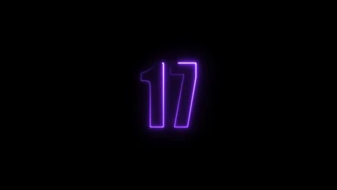 Abstract glowing neon text number countdown icon. Glowing sign on black bac.. Video stock 310967603