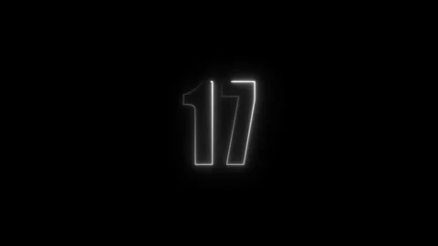Abstract glowing neon text number countdown icon. Glowing sign on black bac.. Stock Footage 310967604