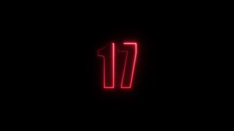 Abstract glowing neon text number countdown icon. Glowing sign on black bac.. Stock Footage 310967612