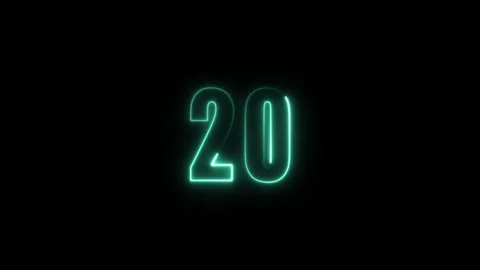 Abstract glowing neon text number countdown icon. Glowing sign on black bac.. Video stock 310967636
