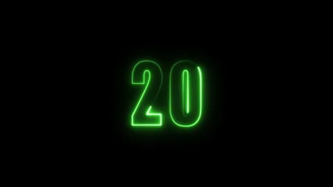 Abstract glowing neon text number countdown icon. Glowing sign on black bac.. Stock Footage 310967637