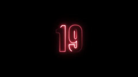 Abstract glowing neon text number countdown icon. Glowing sign on black bac.. Stock Footage 310967638