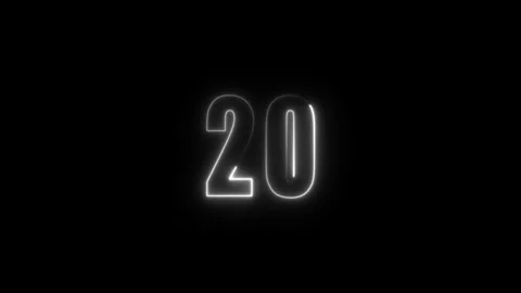 Abstract glowing neon text number countdown icon. Glowing sign on black bac.. Stock Footage 310967647