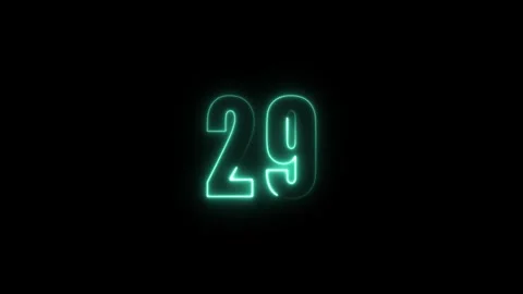 Abstract glowing neon text number countdown icon. Glowing sign on black bac.. Stock Footage 310967747