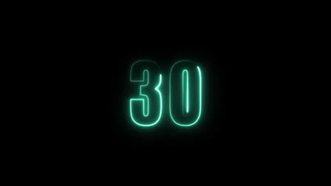 Abstract glowing neon text number countdown icon. Glowing sign on black bac.. Stock Footage 310967755