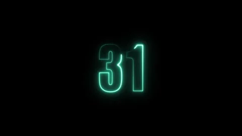 Abstract glowing neon text number countdown icon. Glowing sign on black bac.. Video stock 310967762