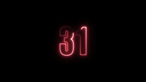 Abstract glowing neon text number countdown icon. Glowing sign on black bac.. Stock Footage 310967769