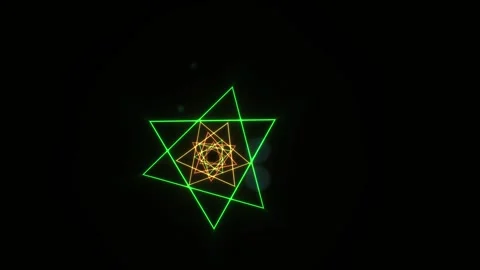 Abstract Glowing Neon Triangles Forming A Hypnotic Geometric Tunnel Effect. Stock Footage 334473716