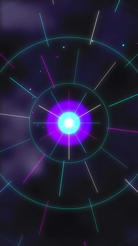 Abstract glowing neon tunnel motion graphic loop with futuristic cosmic lights Stock Footage 346736054