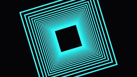 Abstract glowing neon tunnel rotating in darkness with digital motion and dep Video stock 341664509