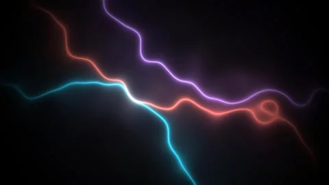 Abstract Glowing Neon Wave Lines in Pink Blue and Orange on Black Background Stock Footage 334428580