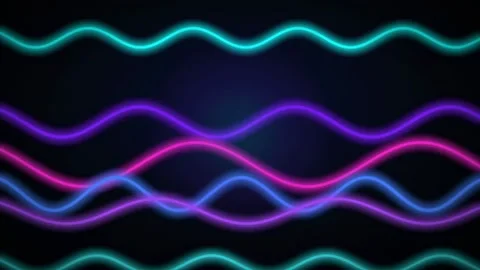 Abstract glowing neon wave lines moving in a rhythmic flow on a dark background Stock Footage 346207961