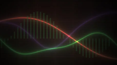 Abstract glowing neon wave lines and vertical bar graph digital data visual.. Stock Footage 346337442