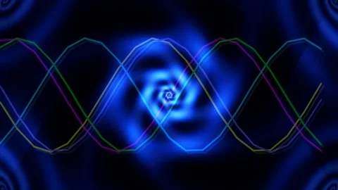 Abstract glowing neon wave pattern background for creative motion graphics Stock Footage 339793410