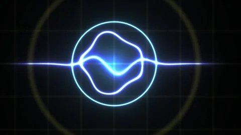 Abstract Glowing Neon Waveform Visualization in Circular Frame. Stock Footage 340517055
