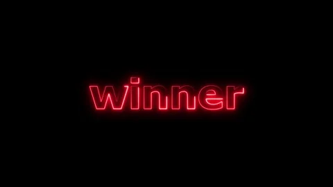 Abstract glowing neon winner text animation on black background. Stock Footage 293483173