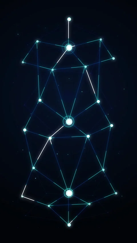 Abstract glowing network animation with data connection lines and node points Stock Footage 347939587
