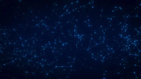 Abstract Glowing Network Of Connected Blue Nodes On A Dark Background Stock Footage 295015933