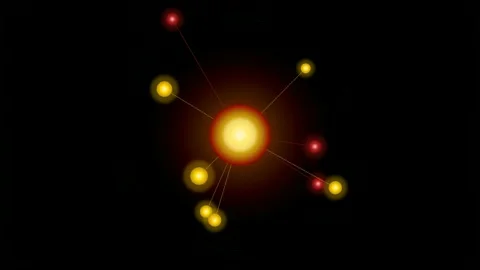 Abstract glowing network of connected nodes and particles floating on a black Stock Footage 344774042