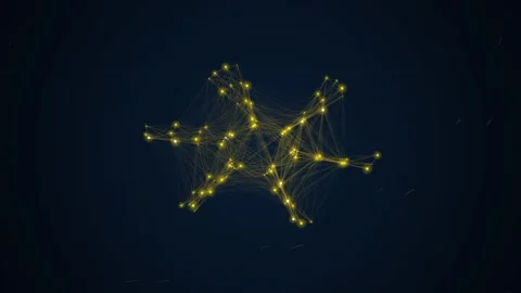 Abstract glowing network of connected nodes and lines in dark blue space Stock Footage 346660431