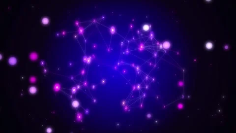 Abstract Glowing Network of Connected Pink and Purple Particles Stock Footage 347583942