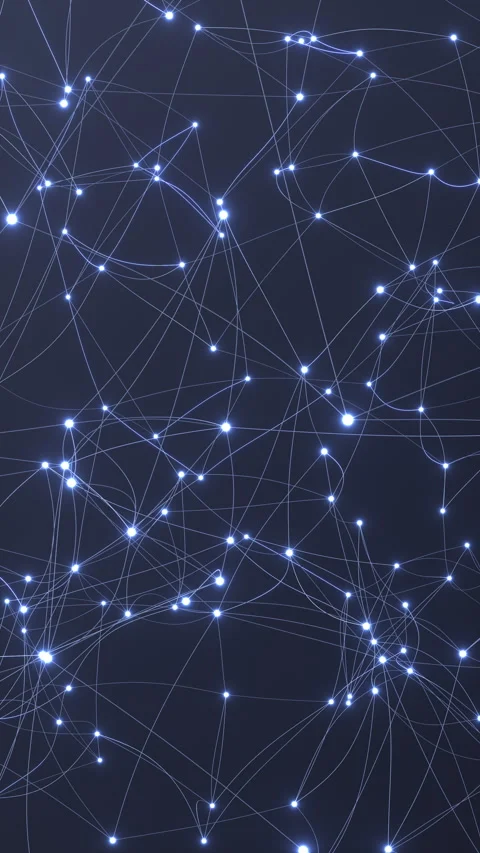 Abstract glowing network of connected points and lines on a dark background. Stock Footage 322018471