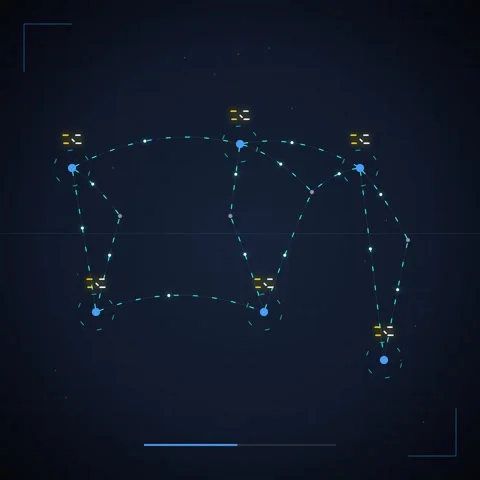 Abstract glowing network connecting digital nodes and data points on dark b.. 動画素材 344777309