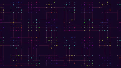 Abstract glowing network connections on dark background, technology data pattern Stock Footage 330054542