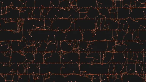 Abstract glowing network connections on dark background, technology data footage Stockbeeldmateriaal 330055892
