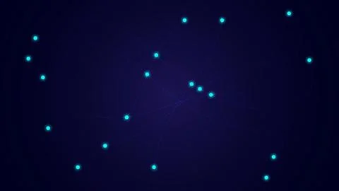 Abstract Glowing Network Dots with Connected Lines on Dark Blue Background Ilustración de archivo