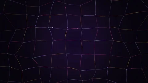Abstract Glowing Network Grid Animation with Moving Nodes and Lines 動画素材 343906155