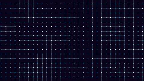 Abstract glowing network grid background with green and white dots, tech footage Stock Footage 333187958
