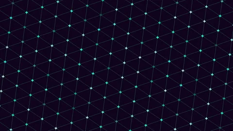 Abstract glowing network grid with green nodes on dark technology background Stock Footage 333187952