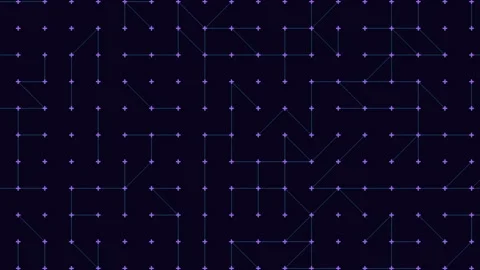 Abstract glowing network grid with plus nodes and connecting lines on dark Stock Footage 333168958