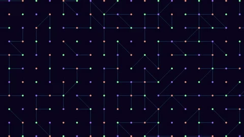 Abstract glowing network nodes and lines on dark background, seamless motion Stock Footage 333167300