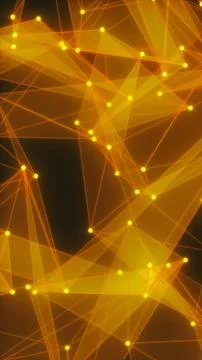 Abstract glowing network of orange lines and yellow nodes forming interconn.. Stock Illustration