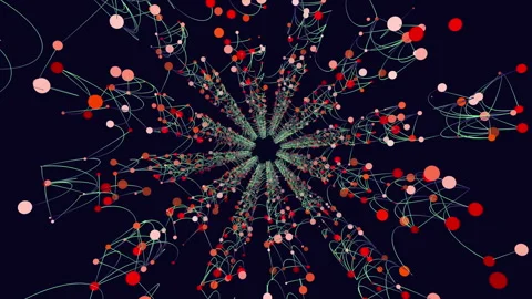 Abstract glowing network particles tunnel, futuristic data flow background Stock-Footage 330066187